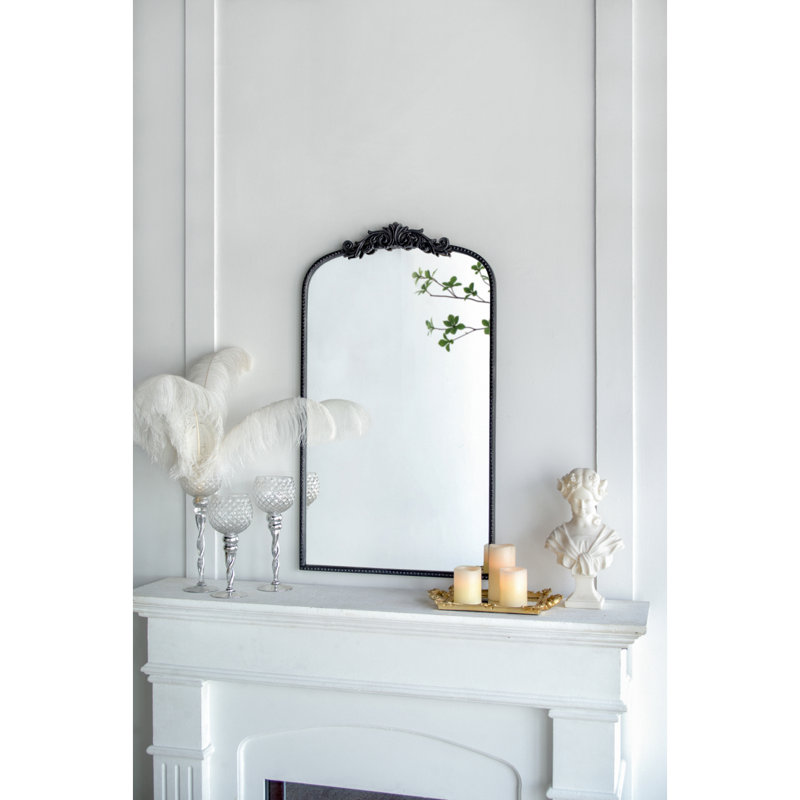 Mirror, Arched Mirror Hanging Or Leaning Against Wall, Large Mirror For Living Room, 41.7" x 24", Black