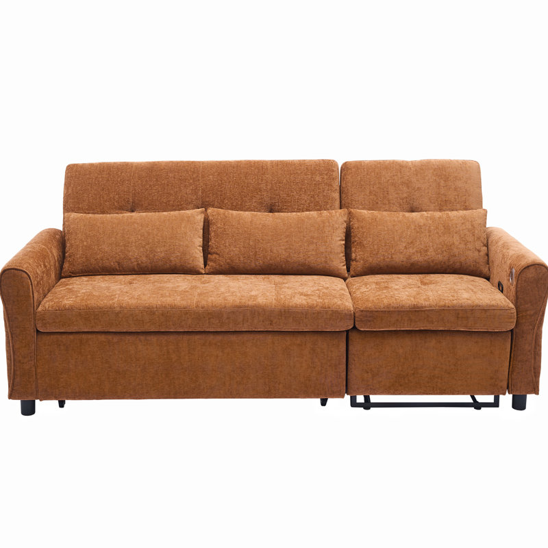 Canapé 2 en 1 avec canapé-lit et fauteuil inclinable réversible, parfait pour les salons modernes, orange, Orange