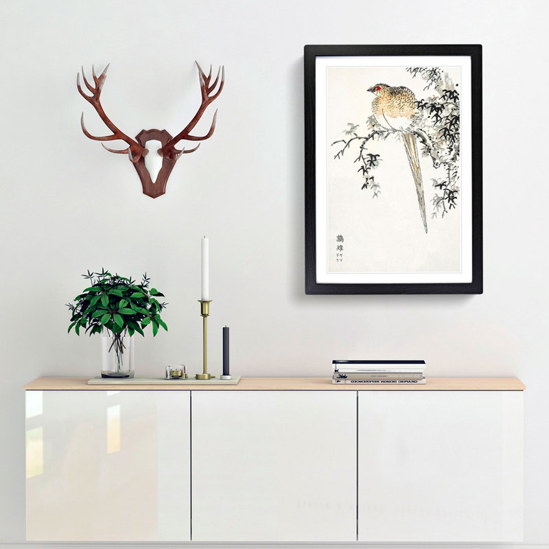Copper Pheasant by Numata Kashu - Picture Frame Painting Print, 65cm H x 48cm W x 2cm D, Black Framed