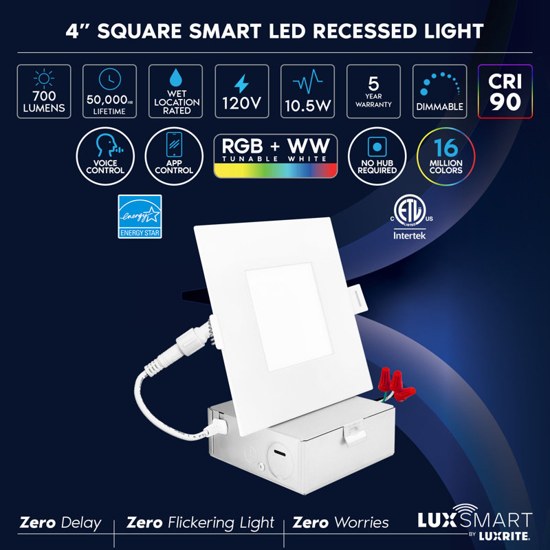 5.03'' Tunable Color Temperature 10.5 Watt Air-Tight IC Rated LED Canless Recessed Lighting Kit