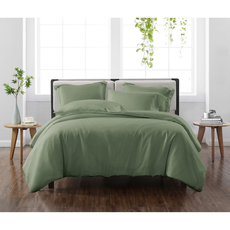 Ensemble de housse de couette en microfibre Cannon Heritage, Housse de couette grand et 2 taies décoratives, Kaki