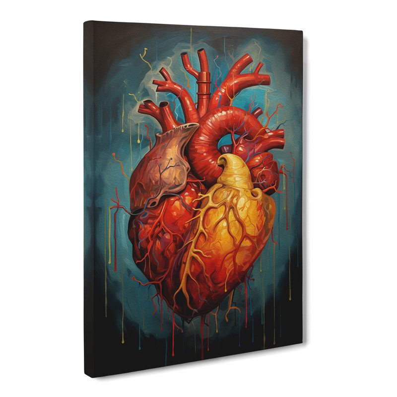 Anatomical Heart Expressionism - Wrapped Canvas, 60cm H x 40cm W x 3cm D