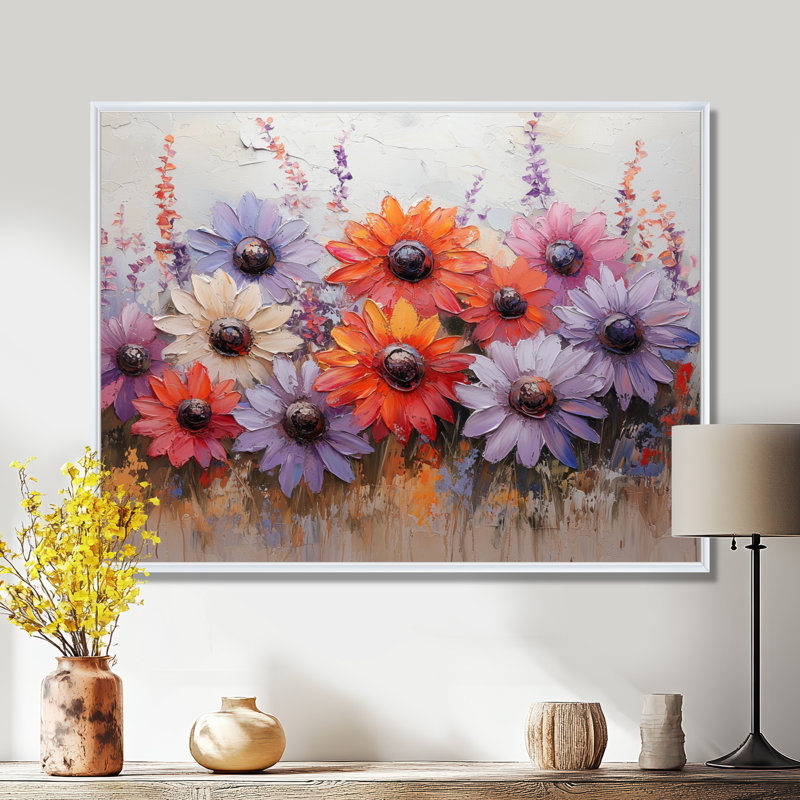 Lavande et couchers de soleil Iqrar, H 24 po x l 32 po, Floater Framed, Blanc