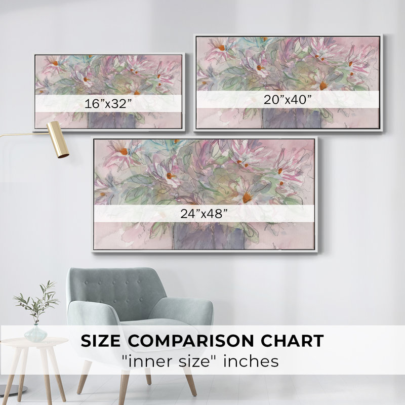 «Flowering Bloom Moments II», toile tendue avec châssis encadré, prête à être accrochée, H 17 po x l 33 po, Blanc