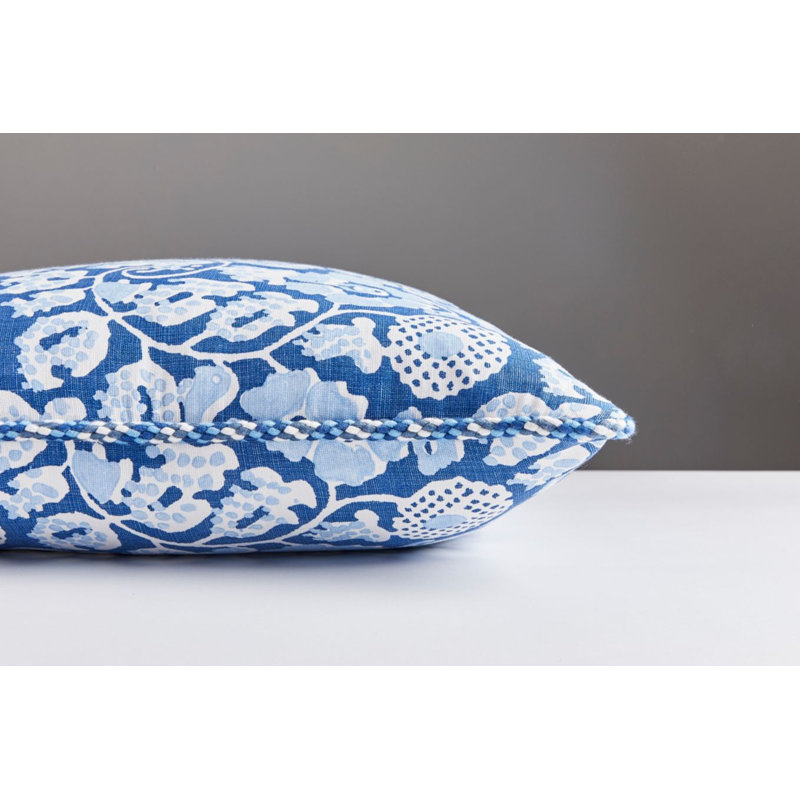 Folklore Linen Square Pillow Cover & Insert, Denim