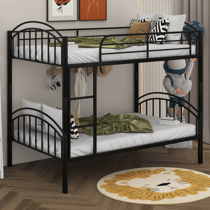 Grateron Kids Twin Over Twin Bunk Bed, Black