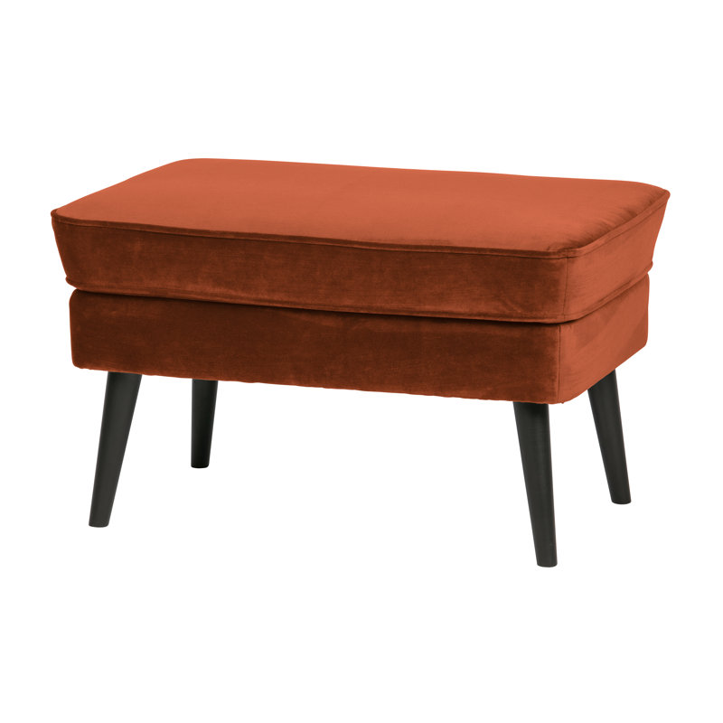 77cm Wide Velvet Rectangle Solid Colour Footstool Ottoman, Rust