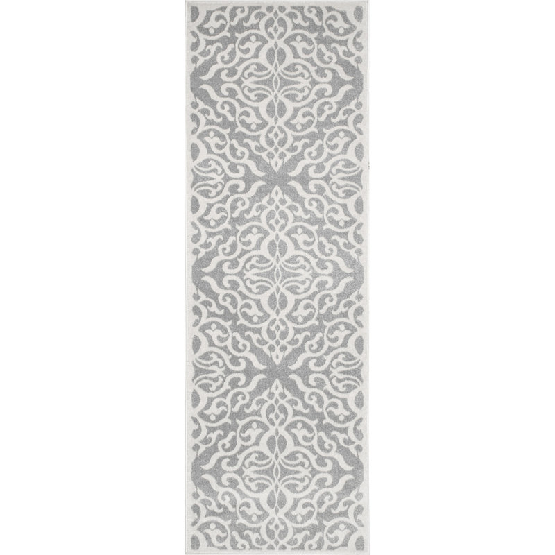 Tapis à motif géométrique pour le salon, la chambre à coucher, la salle à manger et la cuisine Tyner, gris / ivoire