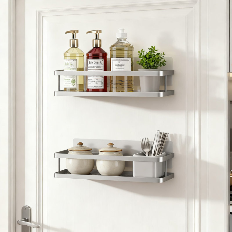 Organisateur de paniers de rangement mural, support à bacs suspendus en fil métallique pour l'organisation du garde-manger de la cuisine, tablette peu encombrante pour les essentiels de décoration intérieure (paquet de 2)