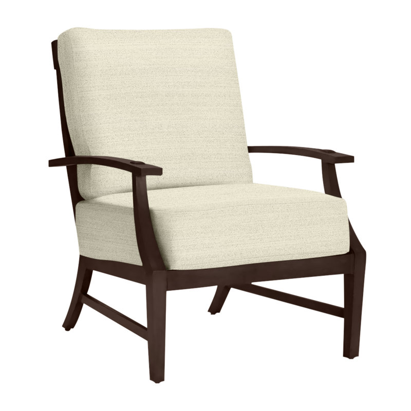 Croquet Patio Chair with Cushions, Welt + Standard Fill, Verona Silver, Mahogany