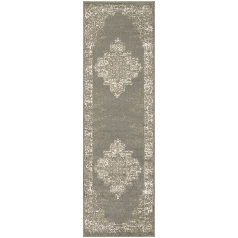 Burnie Oriental Olive Area Rug, Runner 2' x 6'