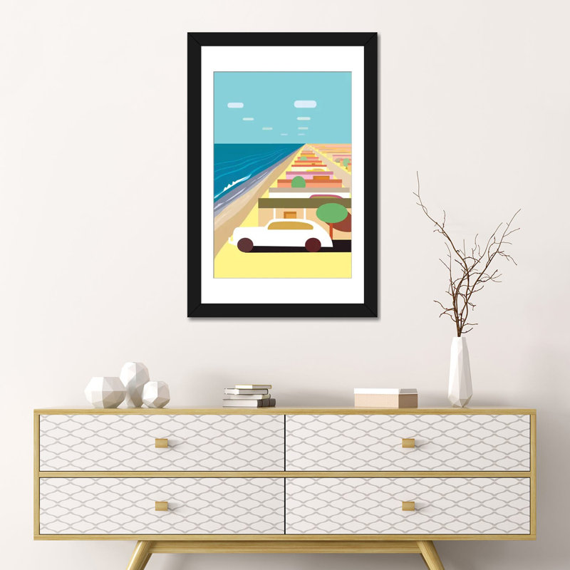 « impérial beach » par charles harker, reproduction d’impression sur toile tendue, H 24 po x l 16 po x P 1 po, Blanc