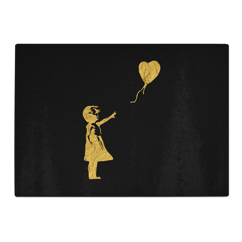 Banksy in Gold Balloon Girl Chopping Board, 0.4cm H x 28.5cm W x 39cm L