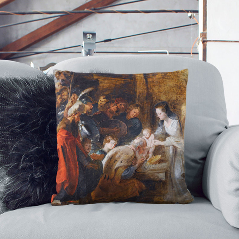 The Adoration of the Magi Scatter Cushion, 55cm H x 55cm W x 20cm D, White