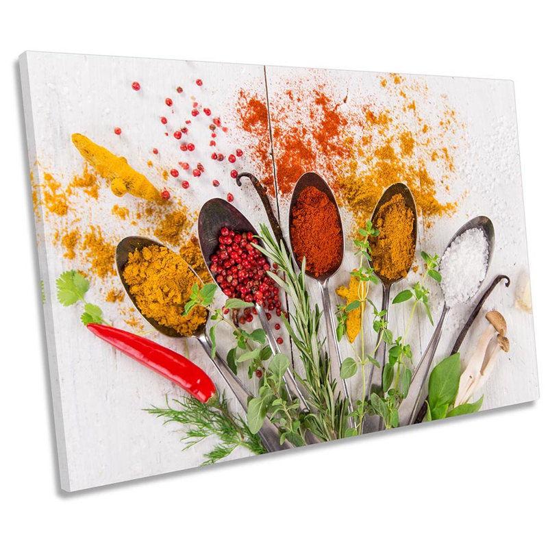 Kitchen Spoon Floral Spices - Wrapped Canvas Print, 30.5cm H x 45.7cm W x 2cm D