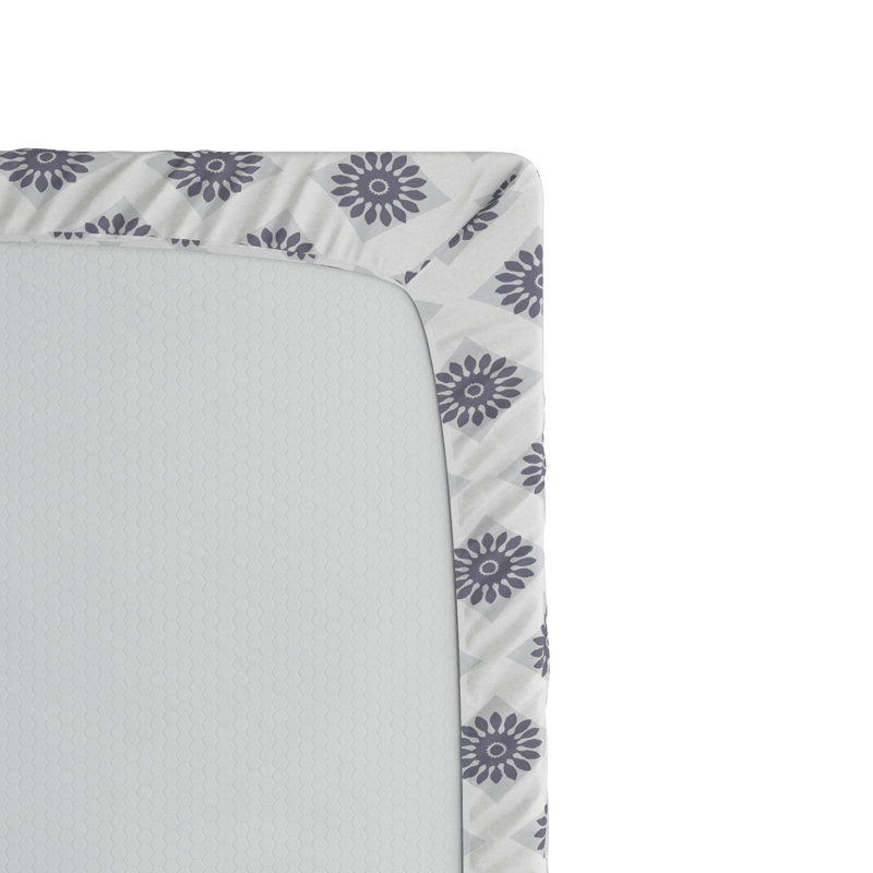 Microfiber Fitted Sheet, Full Fitted Sheet, White/Gray Floral