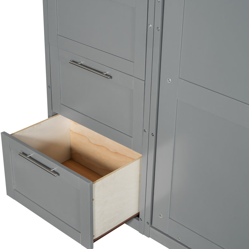 Grand lit gris avec tablettes supplémentaires et systèmes de rangement personnalisables de taille d'espace de tiroir - répondez à vos besoins