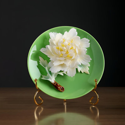 Blossoming Prosperity Handcrafted Ceramic Peony Wall Plate