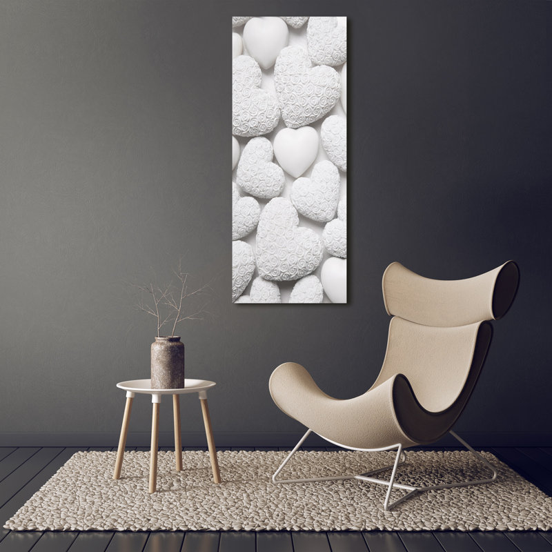 White Background With Hearts - Wrapped Canvas Print