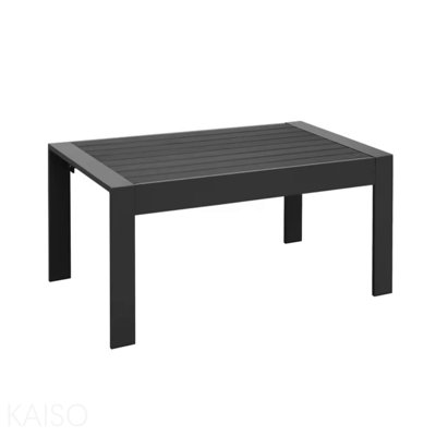 Table basse d'extérieur 43 po en aluminium toutes saisons, table rectangulaire noire moderne