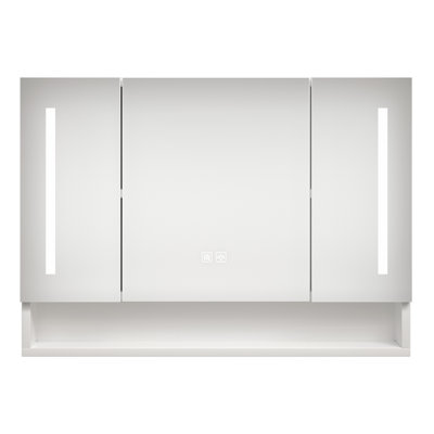 Armoire à pharmacie pour salle de bain avec porte en bois, options de fixation murale et encastrée et grand espace de rangement