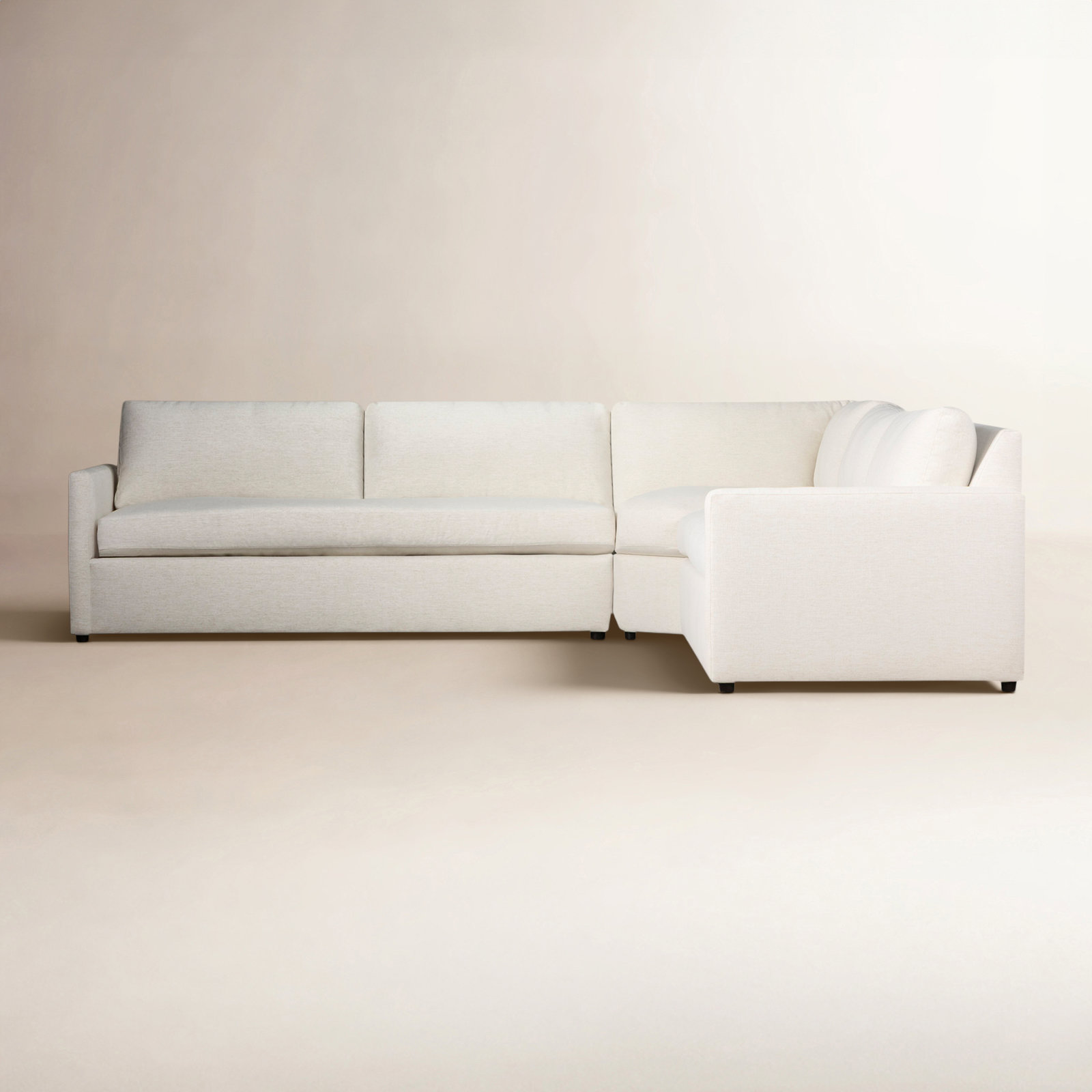 Damari 129" 3-Piece Wedge Corner Sectional, Nomad Snow Crypton® Chenille
