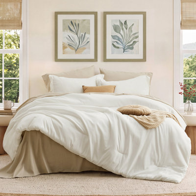 Bedsure Queen Comforter Set - 7 Pieces White Queen Bedding Set for All Seasons, Boho Contrasting Design Bed in a Bag with Comforter, Sheets, Pillowcases & Shams