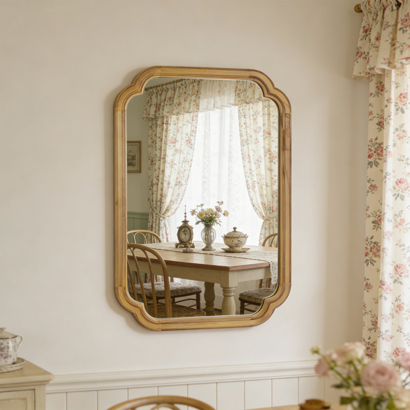 Miroir mural de salle de bain Farmhouse, Bois naturel