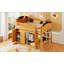 Lit mezzanine double avec rangement, garde-robe et éclairage à DEL, conception peu encombrante-2036134972