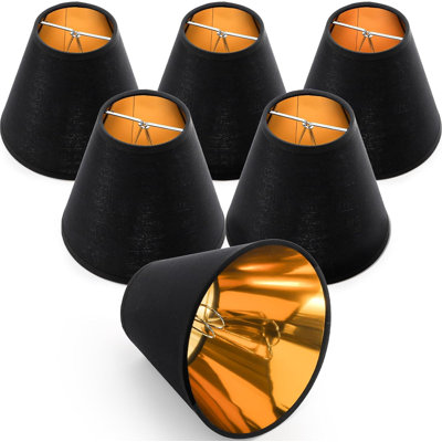 6 Pack Black Barrel Fabric Chandelier Shades,3"x5.9"x5",Clip-on Small Replacement Lamp Covers for Table,Chandelier & Wall Lamp