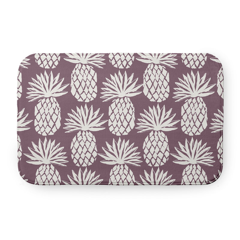 Tapis de bain à motif ananas, L 21 po x L 34 po, Mauve
