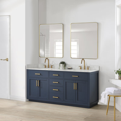 Akinside 72"" Double Bathroom Vanity Set with Mirror -  Everly Quinn, 9DA06A6253DD442F91E0781F6642D6EA