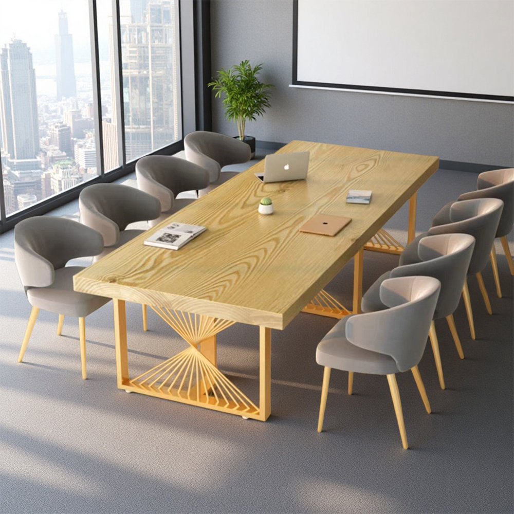 Latitude Run® Rectangular Burlywood Solid Wood Conference Table ...