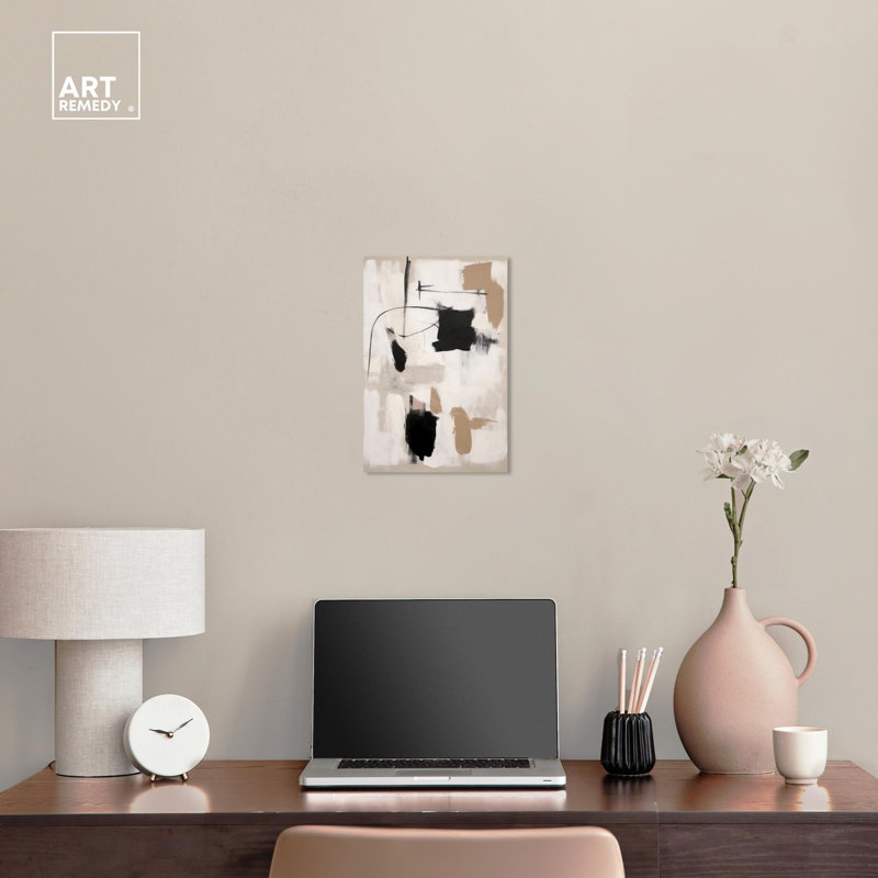 Muted Abstract Canvas Wall Art in Black and Beige
