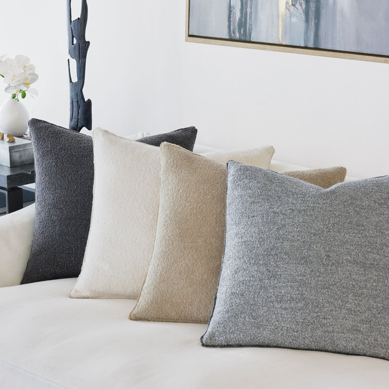 Lobos Square Pillow Cover & Insert, Ivory