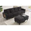 Canapé modulaire moderne en U de 115 po avec deux repose-pieds mobiles, ports USB et tables d'appoint pour le salon, noir-1385840436