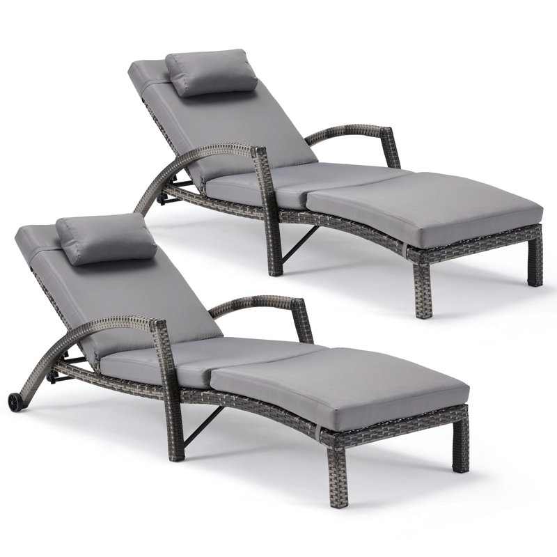Double chaise longue inclinable avec coussins 72,8 po Miluse, Gray/Gray