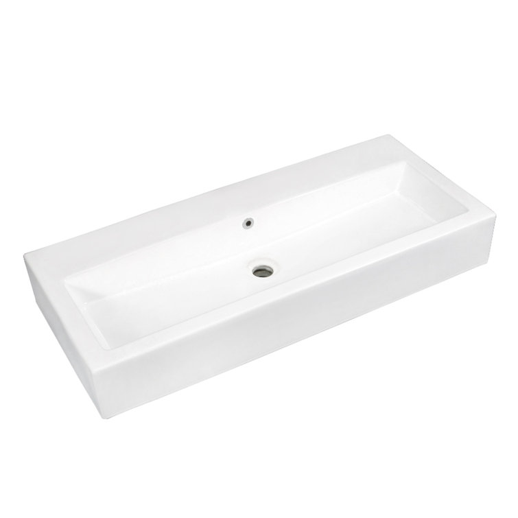 White Ceramic Bathroom Sink with Overflow