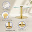Table basse ronde en verre trempé avec base en métal doré