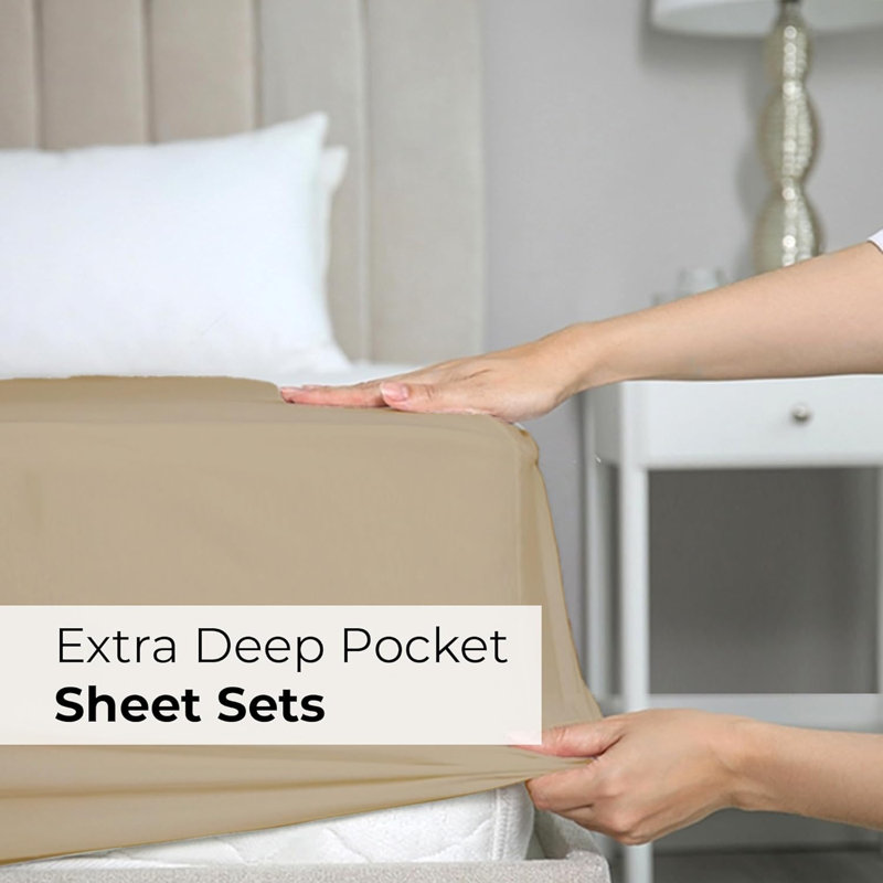 Off White Queen Microfiber Deep Pocket Sheet Set