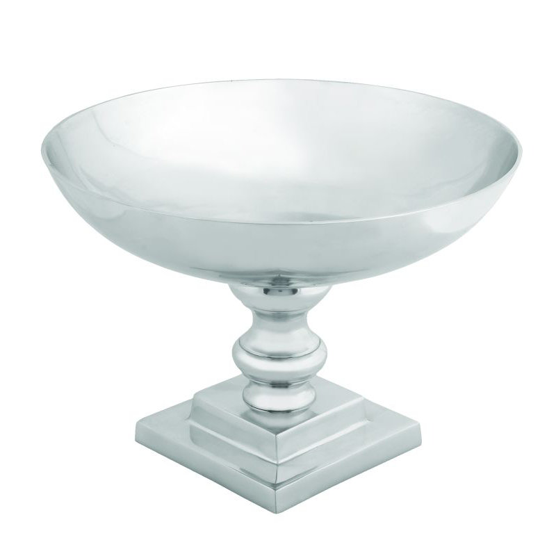 Elegant Silver Aluminum Traditional Decorative Bowl with Stand