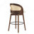Set of 2 Indoor Wood Bar Stools, Walnut Finish with Beige Upholstered Seat-1032081210