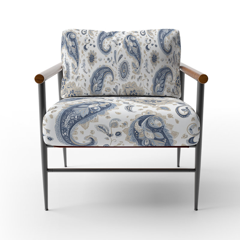 Chaise rembourrée French Country, Bras ronds bruns