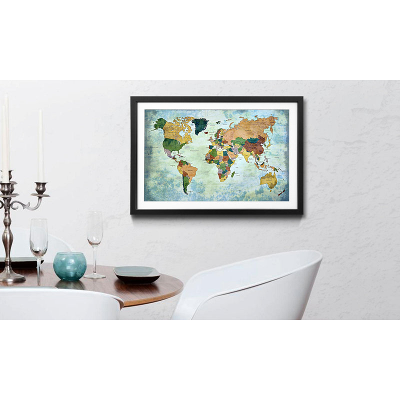 Weltkarten Old Worldmap 1 - Single Picture Frame Print, 60cm H x 80cm W x 2.2cm D