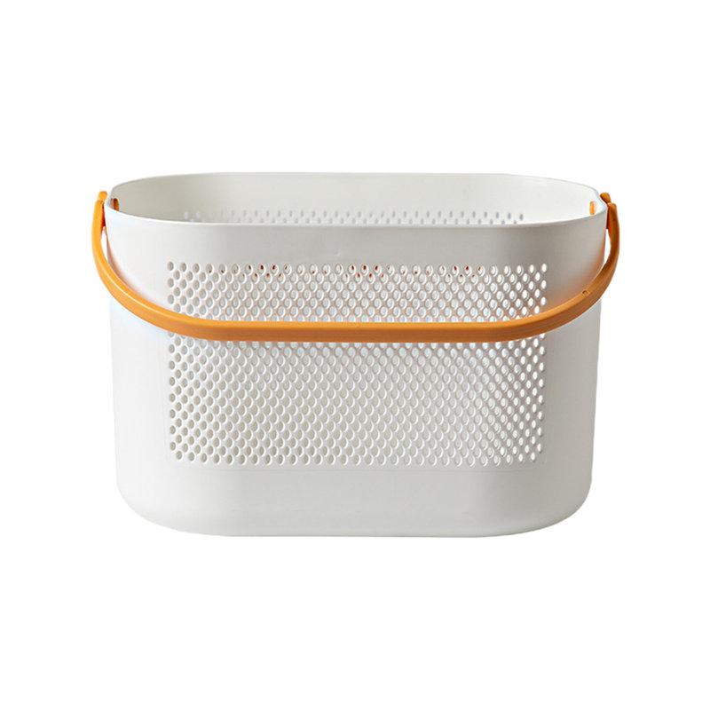 Panier de salle de bain avec poignée, panier de douche en plastique épais, boîte de rangement, panier à fruits, Yellow