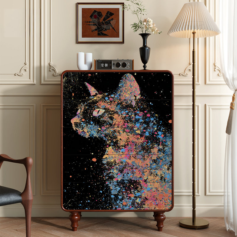 Commode 5 tiroirs Whimsical Cat Design