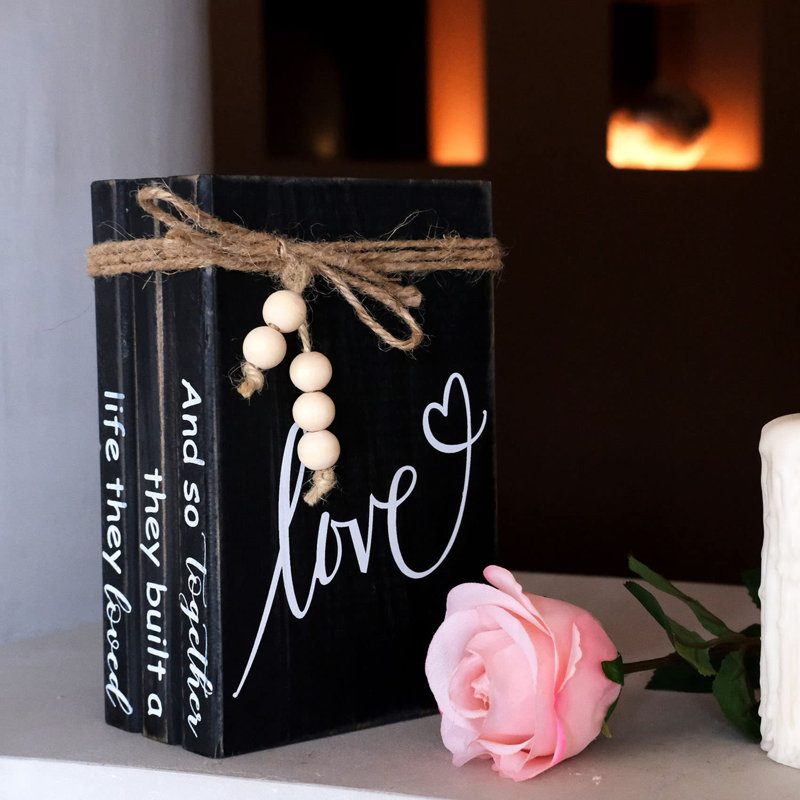 Book Stack Decor Black