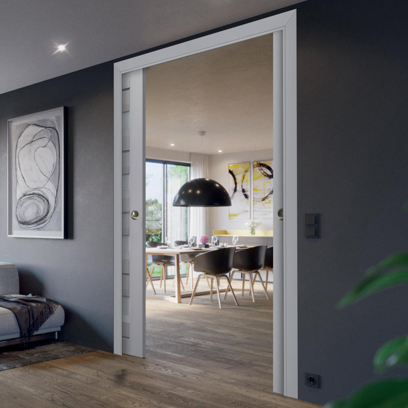 Portes de placard Veregio, 64 po x 80 po, Gris