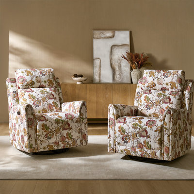 Thorndike Comtemperary Swivel And Rocker Power Recliner With Headrest Set Of 2