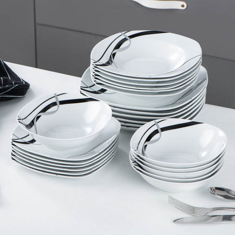 Tomas 18 Piece Porcelain China Dinnerware Set - Service for 6